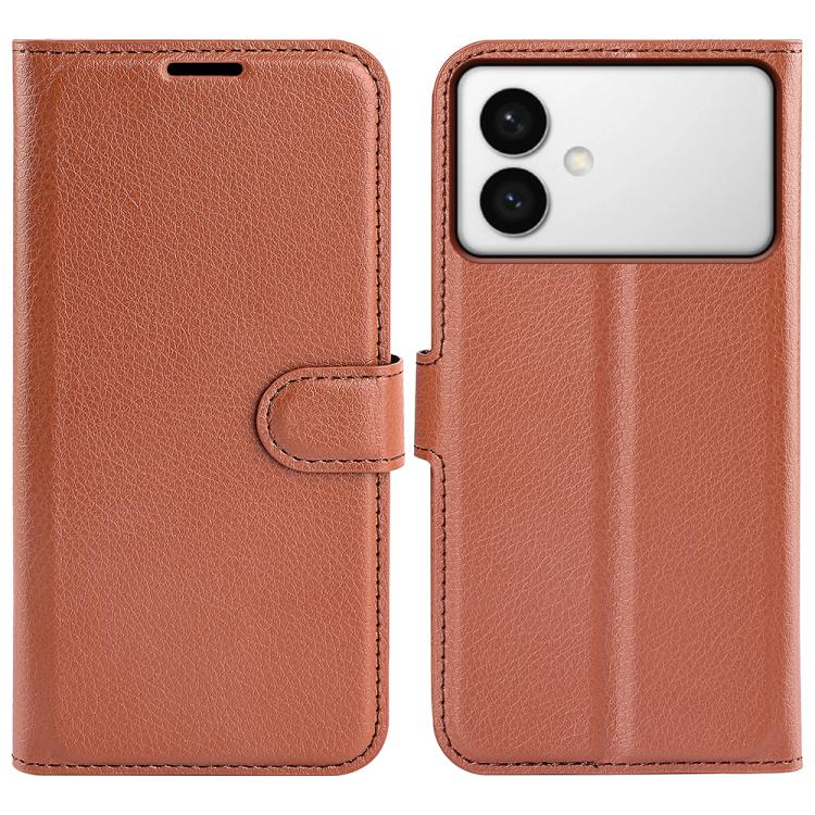 

For Samsung Galaxy S26 Edge 5G Litchi Texture Horizontal Flip Leather Phone Case with Holder(Brown)