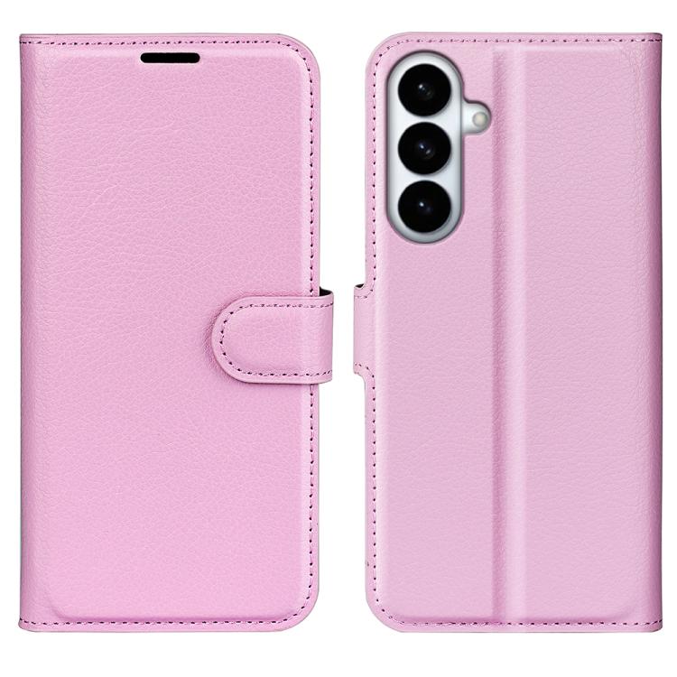 

For Galaxy S26+ 5G Litchi Texture Horizontal Flip Leather Phone Case with Holder(Pink)