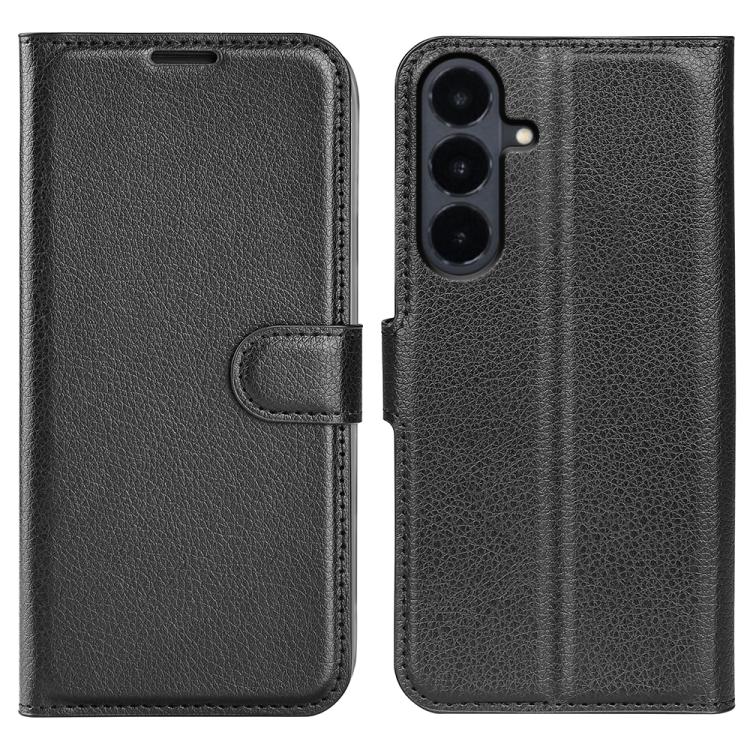 

For Galaxy S26 FE 5G Litchi Texture Horizontal Flip Leather Phone Case with Holder(Black)
