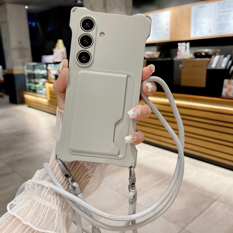 

For Samsung Galaxy S24 5G Liquid TPU Card Bag Four Corner Shockproof Phone Case(Grey)