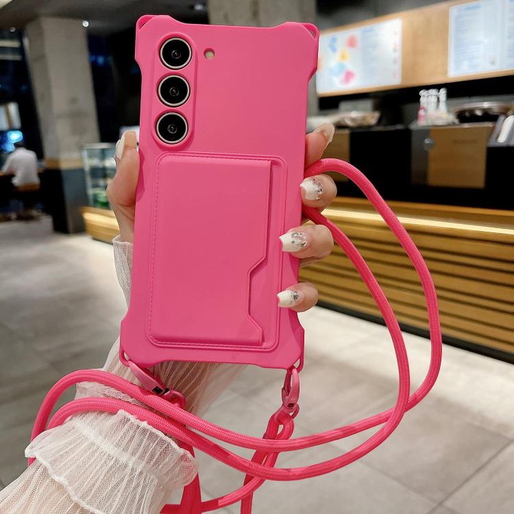 

For Samsung Galaxy S21 5G Liquid TPU Card Bag Four Corner Shockproof Phone Case(Rose Red)