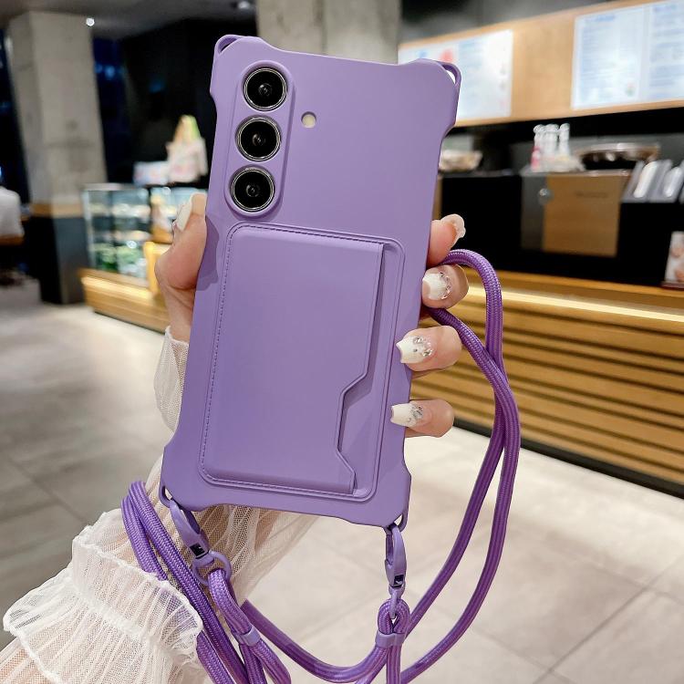 

For Samsung Galaxy S25+ 5G Liquid TPU Card Bag Four Corner Shockproof Phone Case(Purple)