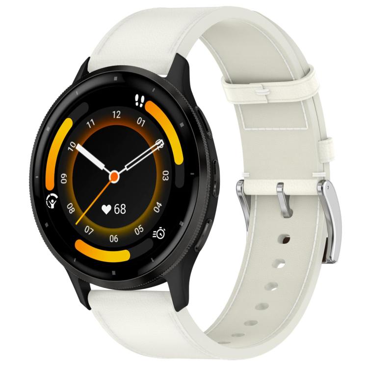 

For Garmin Venu 3 Press Button 22mm Leather Watch Band(White)