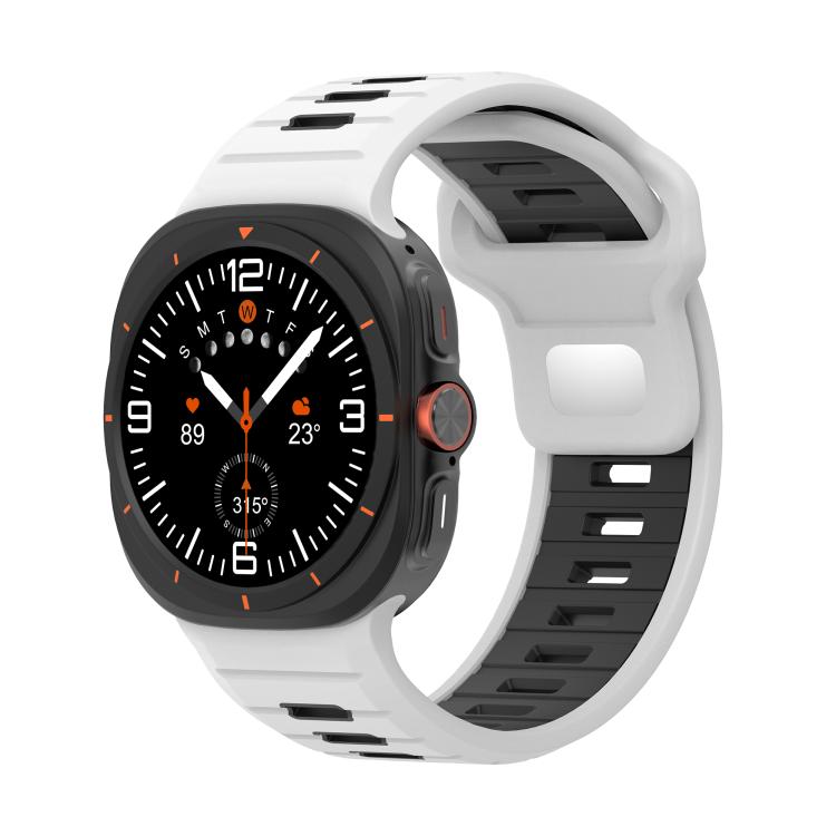 

For Samsung Galaxy Watch Ultra 47mm / Ultra 2025 Two Color Reverse Buckle Silicone Watch Band(White Black)