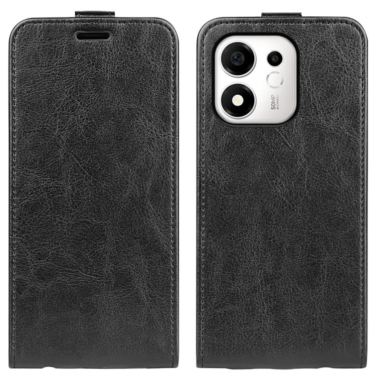For Honor 600 Smart 5G R64 Texture Single Vertical Flip Leather Phone Case(Black)