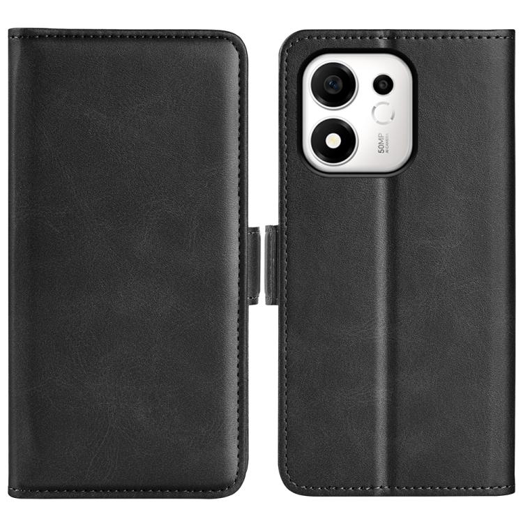 For Honor 600 Smart 5G Dual-side Magnetic Buckle Horizontal Flip Leather Phone Case(Black)
