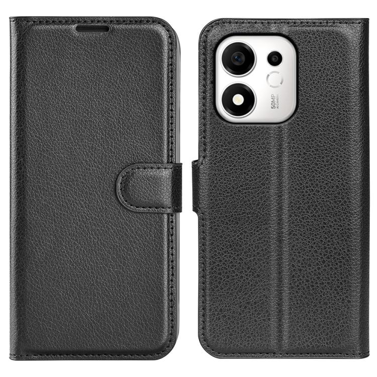 For Honor 600 Smart 5G Litchi Texture Horizontal Flip Leather Phone Case with Holder(Black)