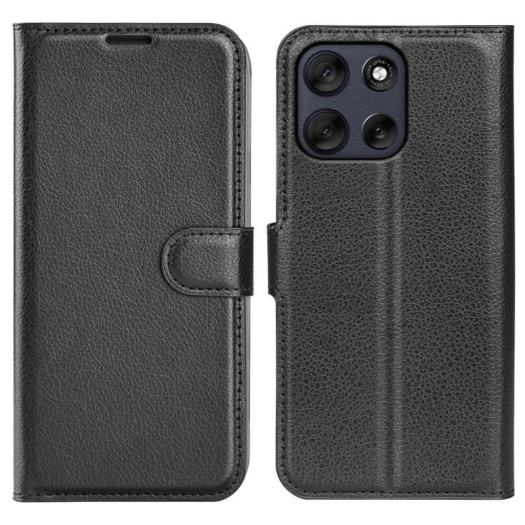 

For Motorola Moto G56 5G / G66Y / G66J Litchi Texture Horizontal Flip Leather Phone Case with Holder(Black)