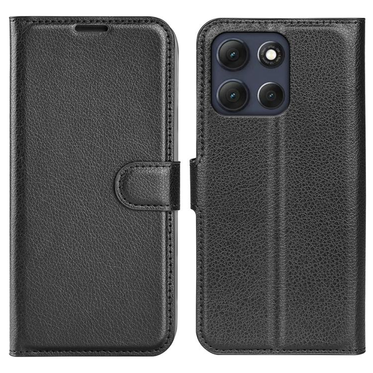 

For Motorola Moto G86 5G Litchi Texture Horizontal Flip Leather Phone Case with Holder(Black)