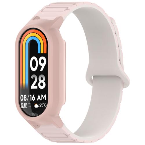 

For Xiaomi Smart Band 9 / 9 NFC PC Watch Frame I-Shaped Magnetic Silicone Watch Band(Pink Starlight+Pink)