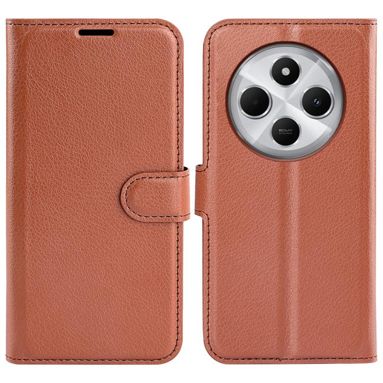 

For Xiaomi Redmi 14C 4G Litchi Texture Horizontal Flip Leather Phone Case with Holder(Brown)