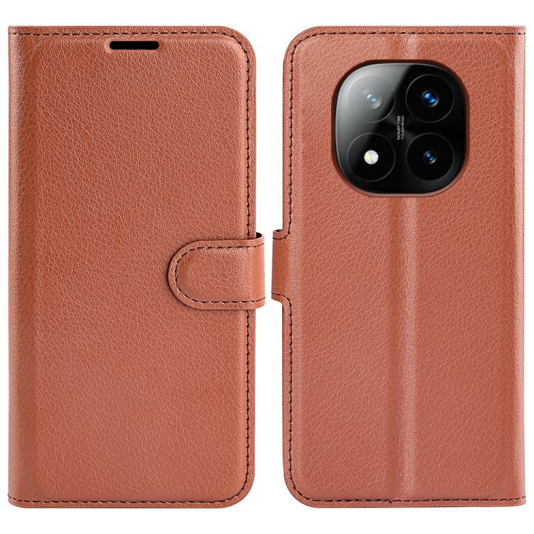 

For Xiaomi Redmi Note 14 Pro+ Litchi Texture Horizontal Flip Leather Phone Case with Holder(Brown)