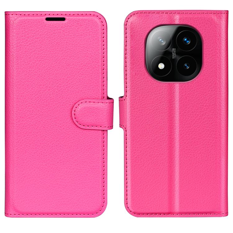 

For Xiaomi Redmi Note 14 Pro+ Litchi Texture Horizontal Flip Leather Phone Case with Holder(Rose Red)