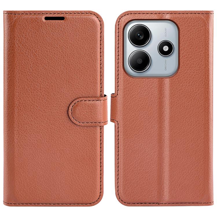 

For Xiaomi Redmi Note 14 5G Litchi Texture Horizontal Flip Leather Phone Case with Holder(Brown)