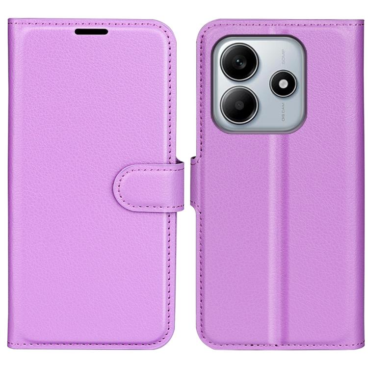 

For Xiaomi Redmi Note 14 5G Litchi Texture Horizontal Flip Leather Phone Case with Holder(Purple)