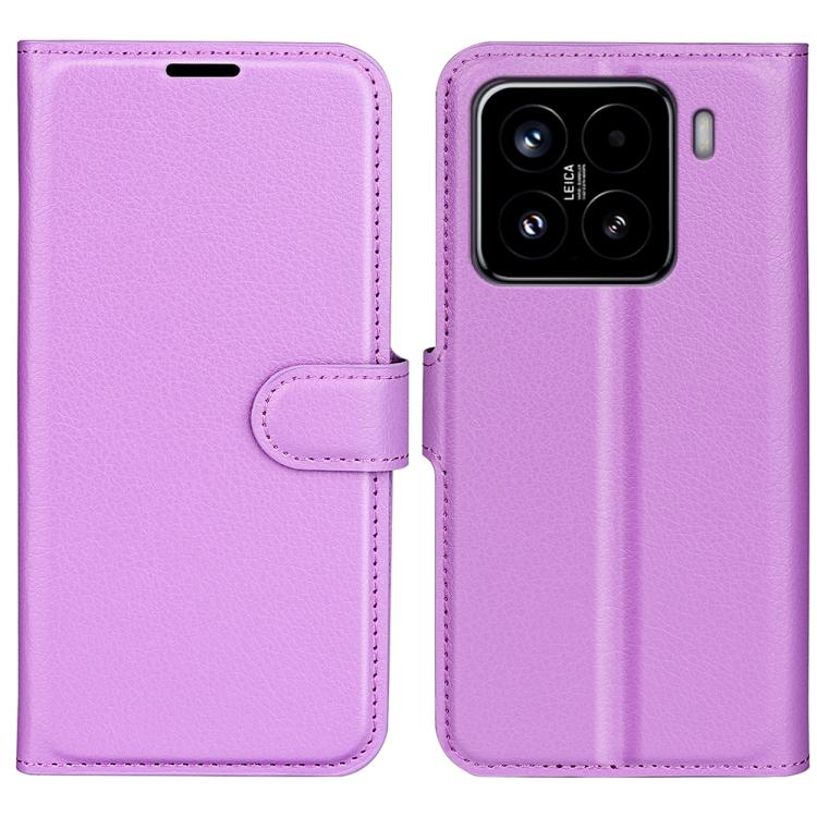 

For Xiaomi 15 Litchi Texture Horizontal Flip Leather Phone Case with Holder(Purple)