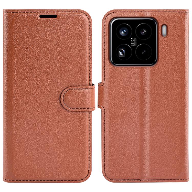 

For Xiaomi 15 Pro Litchi Texture Horizontal Flip Leather Phone Case with Holder(Brown)