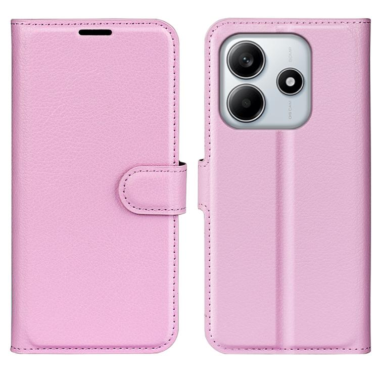 

For Redmi Note 14 4G 163.25mm Litchi Texture Horizontal Flip Leather Phone Case with Holder(Pink)