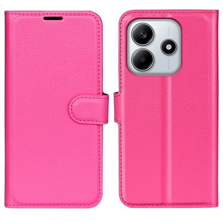 

For Redmi Note 14 4G 163.25mm Litchi Texture Horizontal Flip Leather Phone Case with Holder(Rose Red)