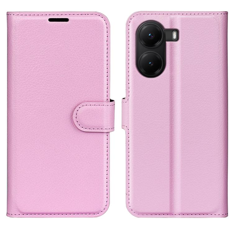 

For Xiaomi Poco X7 Pro Litchi Texture Horizontal Flip Leather Phone Case with Holder(Pink)