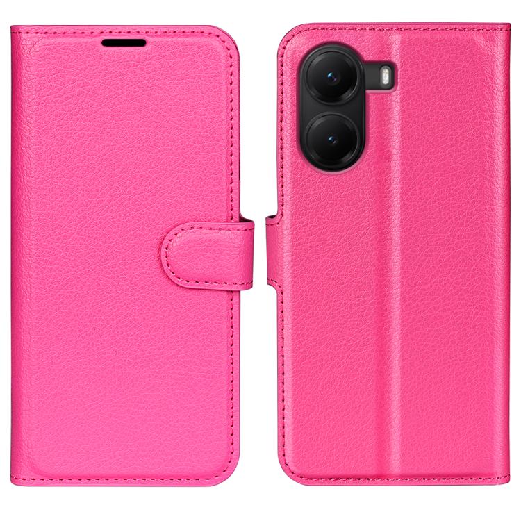 

For Xiaomi Poco X7 Pro Litchi Texture Horizontal Flip Leather Phone Case with Holder(Rose Red)