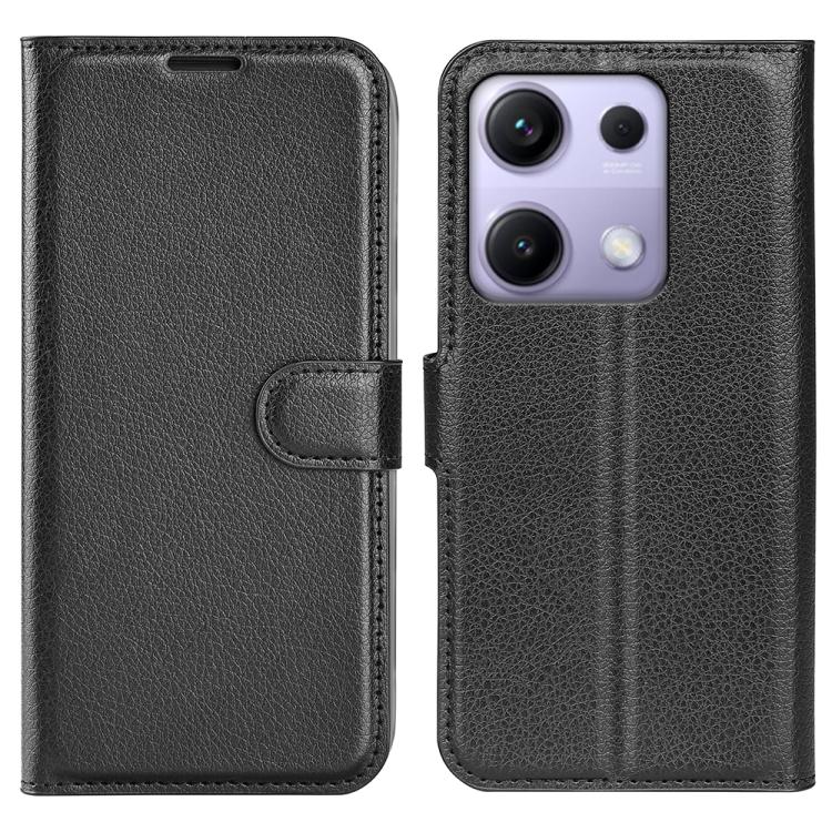 

For Redmi Note 14S 4G Litchi Texture Horizontal Flip Leather Phone Case with Holder(Black)