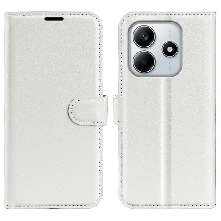 

For Redmi Note 14 4G 164.84mm Litchi Texture Horizontal Flip Leather Phone Case with Holder(White)