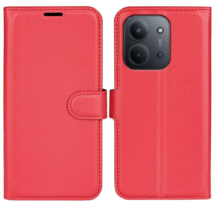 

For Redmi 15C 5G / 4G EU 173mm Litchi Texture Horizontal Flip Leather Phone Case with Holder(Red)