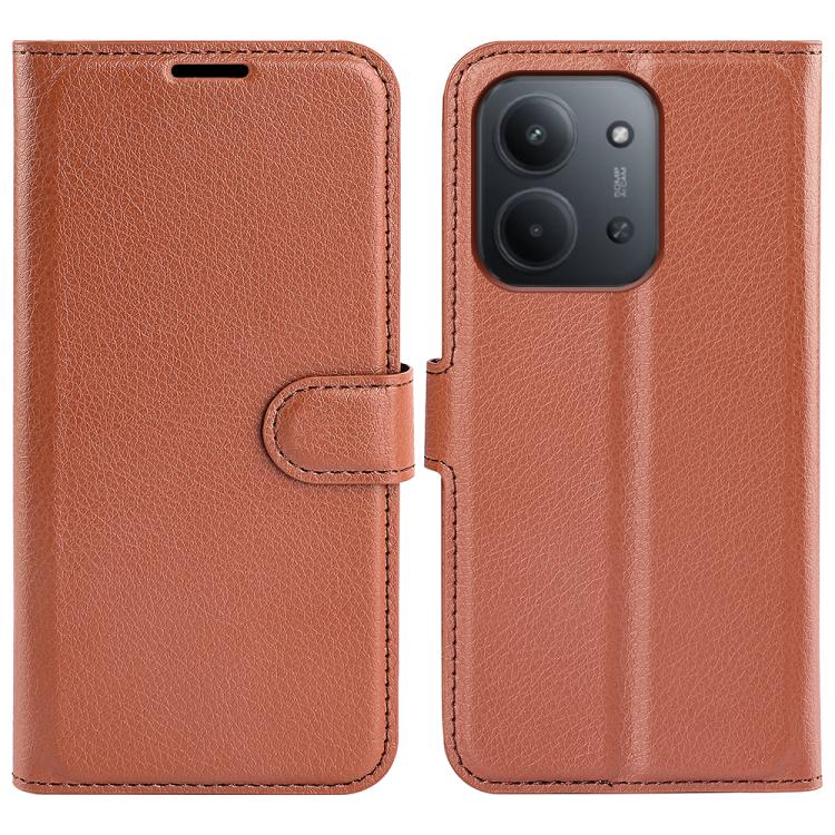 

For Redmi 15C 5G / 4G EU 173mm Litchi Texture Horizontal Flip Leather Phone Case with Holder(Brown)
