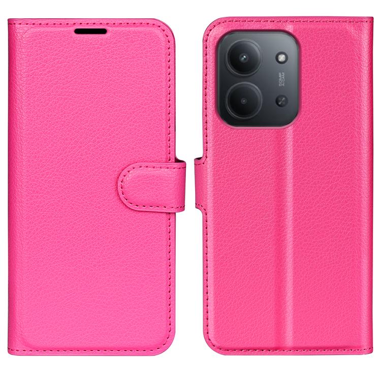 

For Redmi 15C 5G / 4G EU 173mm Litchi Texture Horizontal Flip Leather Phone Case with Holder(Rose Red)