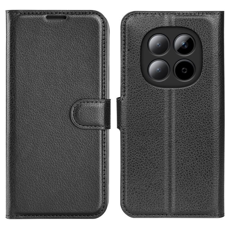 

For Redmi Note 15 Pro+ Global 163.3mm Litchi Texture Horizontal Flip Leather Phone Case with Holder(Black)