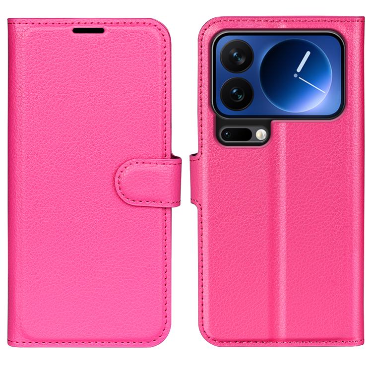 

For Xiaomi 17 Pro Litchi Texture Horizontal Flip Leather Phone Case with Holder(Rose Red)