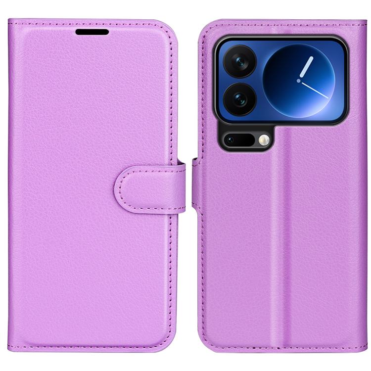 

For Xiaomi 17 Pro Max Litchi Texture Horizontal Flip Leather Phone Case with Holder(Purple)