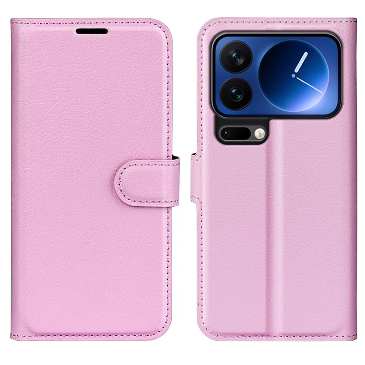 

For Xiaomi 17 Pro Max Litchi Texture Horizontal Flip Leather Phone Case with Holder(Pink)