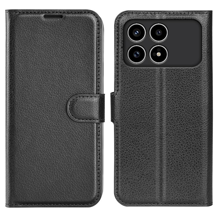 

For Xiaomi Poco F8 Pro 5G Litchi Texture Horizontal Flip Leather Phone Case with Holder(Black)