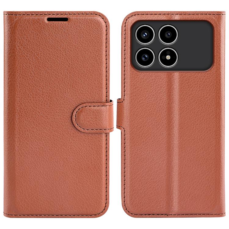 

For Xiaomi Poco F8 Pro 5G Litchi Texture Horizontal Flip Leather Phone Case with Holder(Brown)
