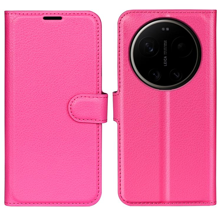 

For Xiaomi 17 Ultra Litchi Texture Horizontal Flip Leather Phone Case with Holder(Rose Red)