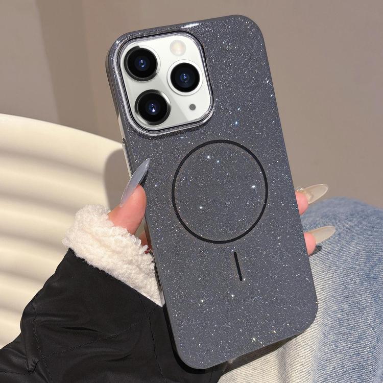 

For iPhone 11 Pro Glitter MagSafe Thin Circle TPU Phone Case(Black)
