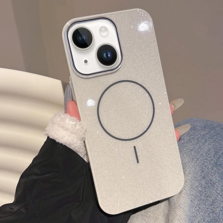 

For iPhone 13 Glitter MagSafe Thin Circle TPU Phone Case(White)