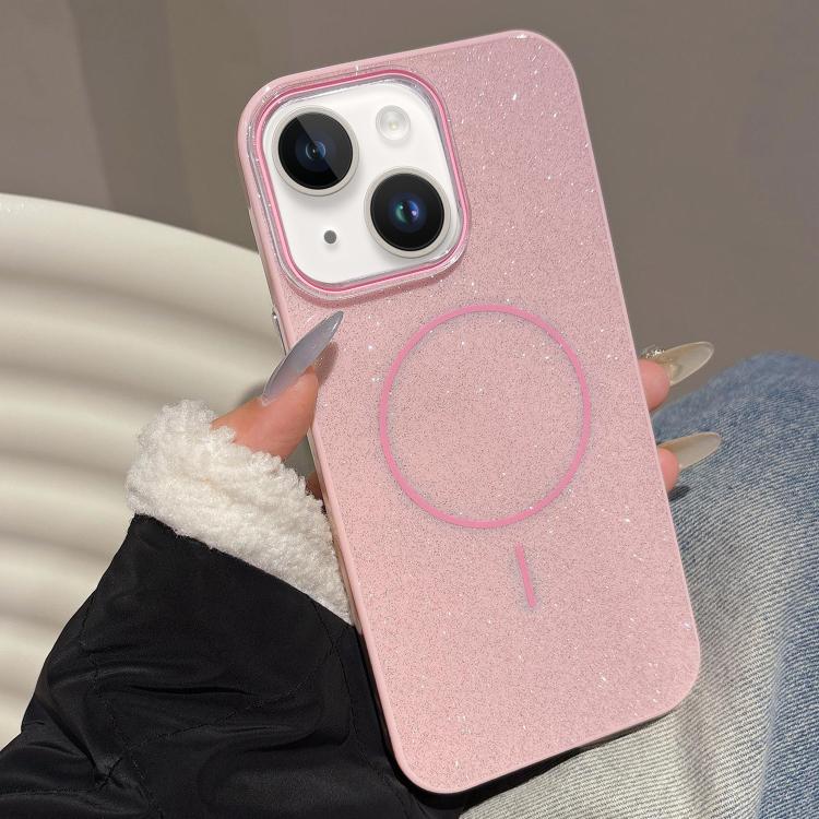 

For iPhone 14 Glitter MagSafe Thin Circle TPU Phone Case(Pink)
