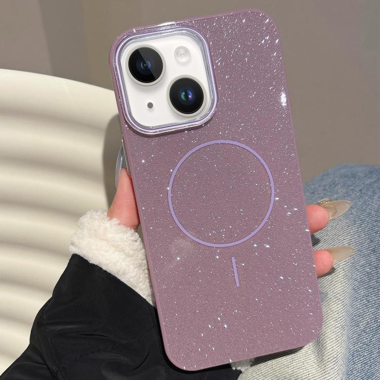 

For iPhone 15 Glitter MagSafe Thin Circle TPU Phone Case(Purple)