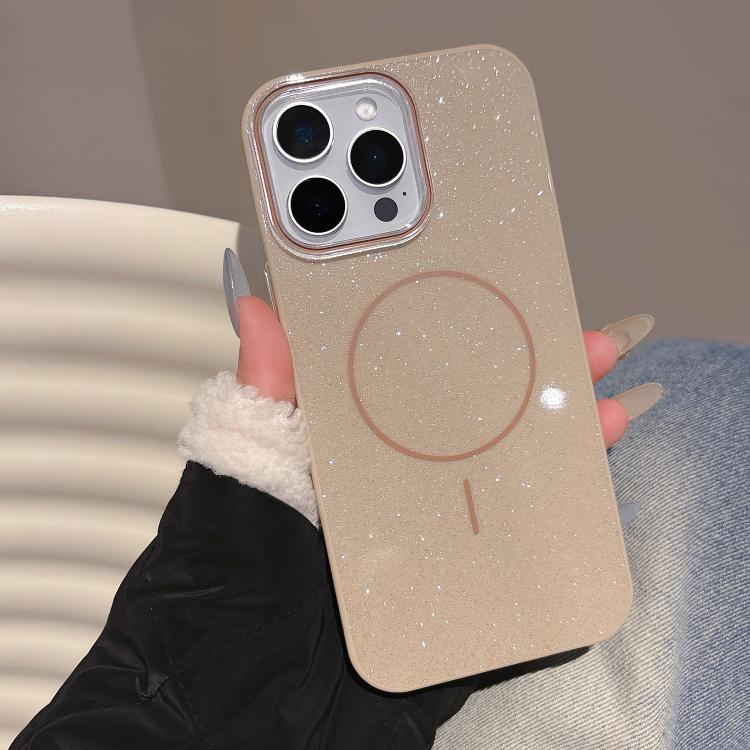 

For iPhone 15 Pro Glitter MagSafe Thin Circle TPU Phone Case(Orange)