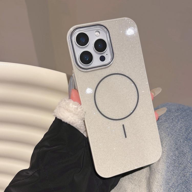 

For iPhone 15 Pro Max Glitter MagSafe Thin Circle TPU Phone Case(White)