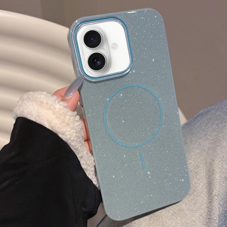

For iPhone 16 Glitter MagSafe Thin Circle TPU Phone Case(Green)