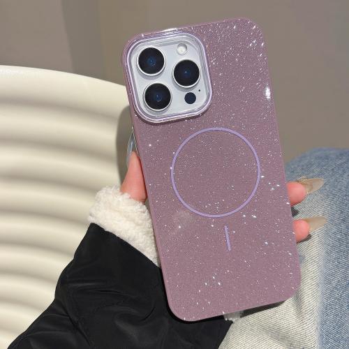 

For iPhone 16 Pro Max Glitter MagSafe Thin Circle TPU Phone Case(Purple)