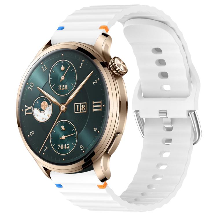 

For Honor Watch 4 Pro Wavy Grain Stitched 22mm Silicone Watch Band(White)