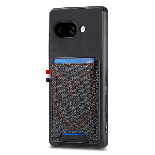 

For Google Pixel 9a Denim Texture Leather Skin Phone Case with Card Slot(Black)