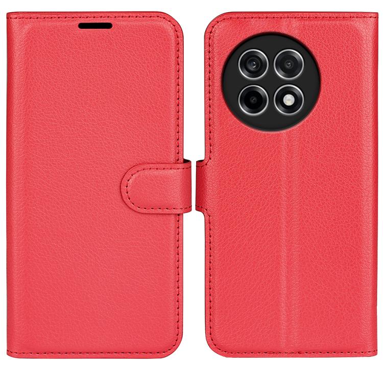 

For OnePlus 13R Litchi Texture Horizontal Flip Leather Phone Case with Holder(Red)