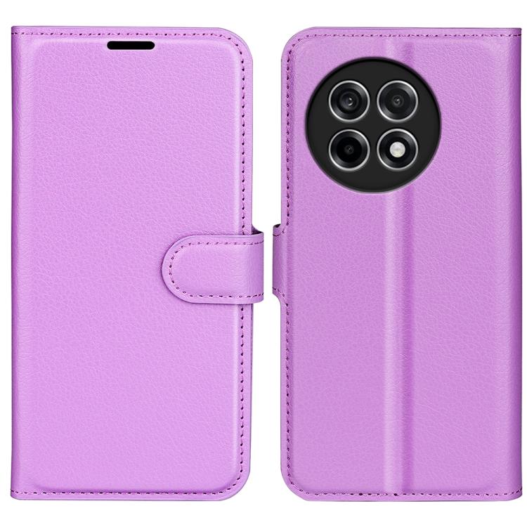 

For OnePlus 13R Litchi Texture Horizontal Flip Leather Phone Case with Holder(Purple)