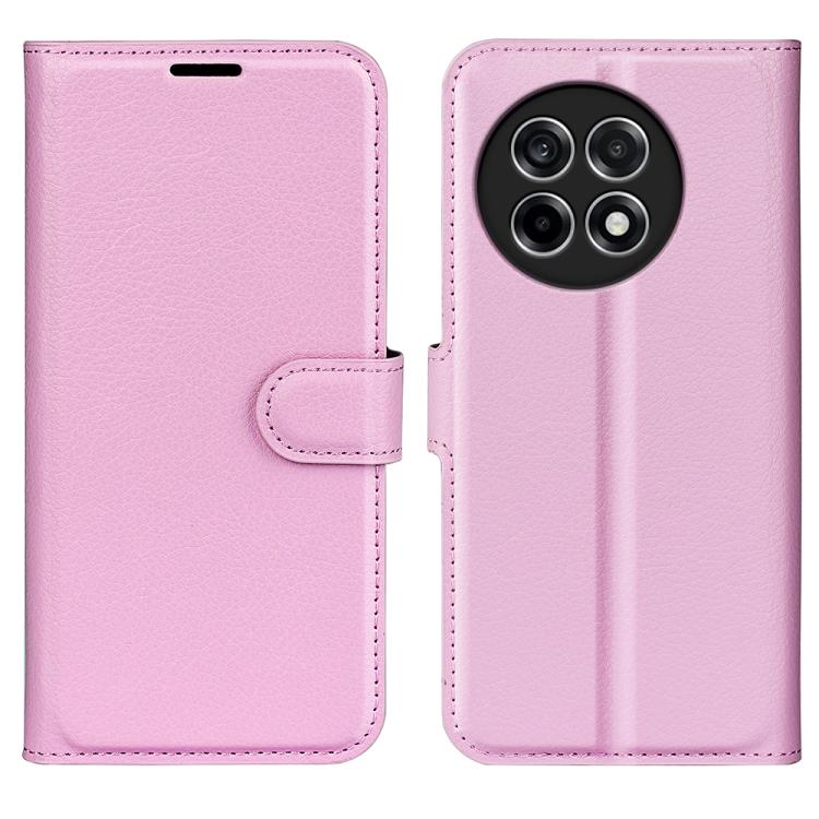 

For OnePlus 13R Litchi Texture Horizontal Flip Leather Phone Case with Holder(Pink)